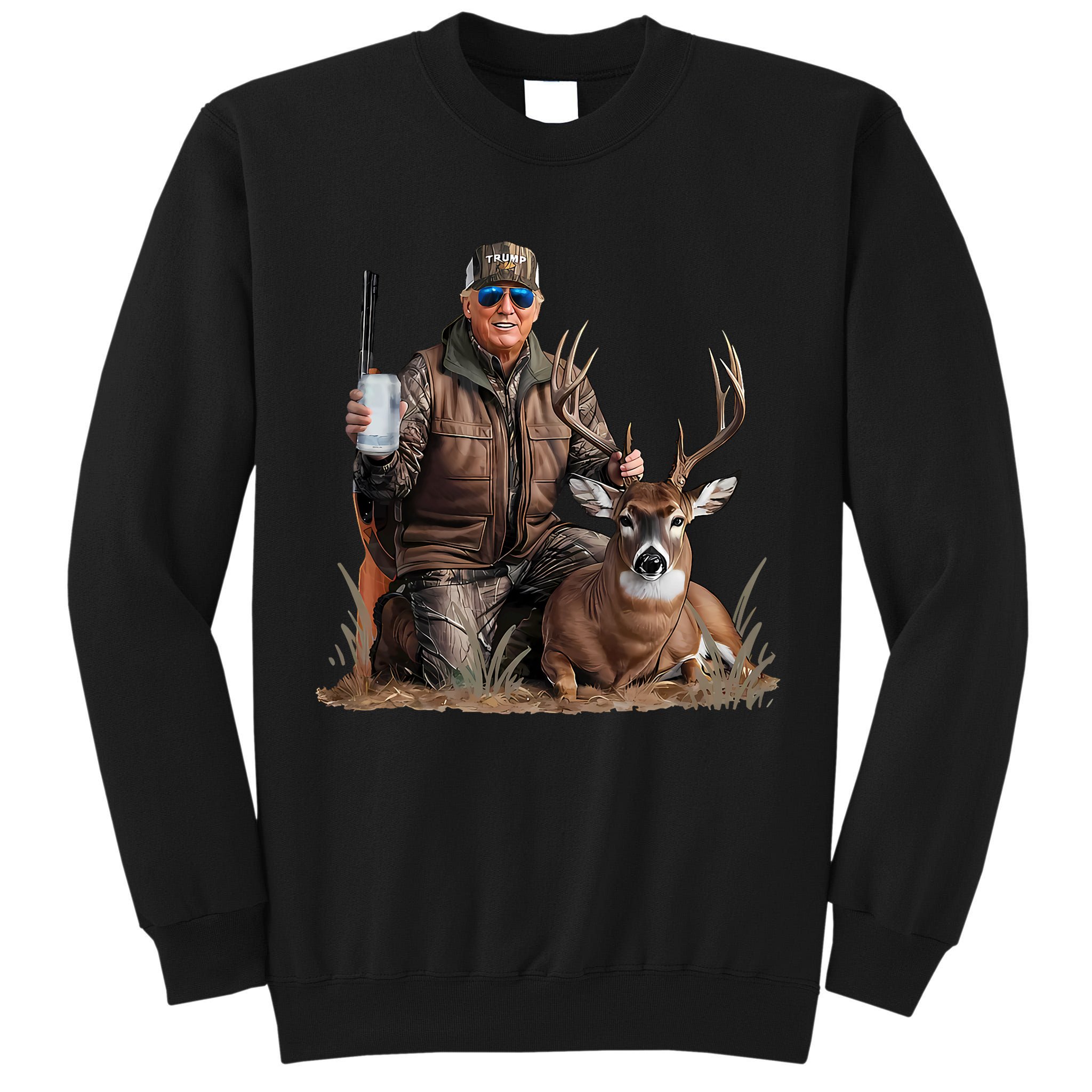 Trump Deer Hunting Donald Trump Old School Camouflage Tall Sweatshirt