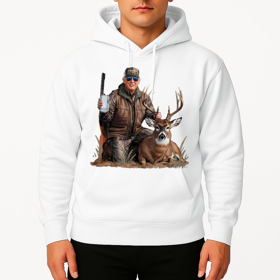 Trump Deer Hunting Donald Trump Old School Camouflage Hoodie