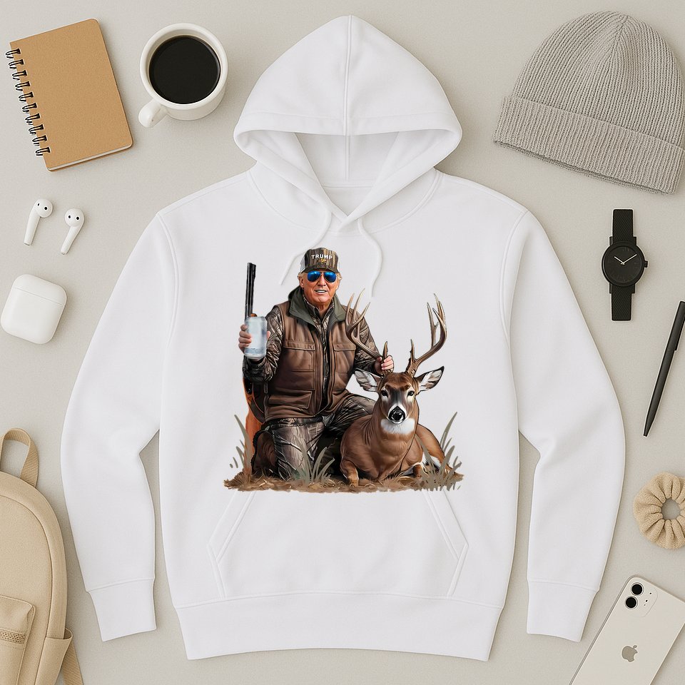 Trump Deer Hunting Donald Trump Old School Camouflage Hoodie