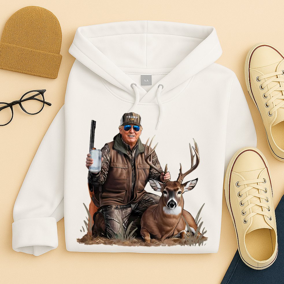 Trump Deer Hunting Donald Trump Old School Camouflage Hoodie