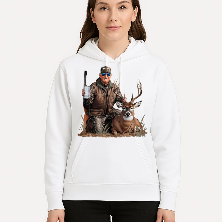 Trump Deer Hunting Donald Trump Old School Camouflage Hoodie