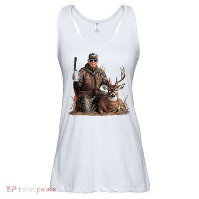 Trump Deer Hunting Donald Trump Old School Camouflage Ladies Essential Flowy Tank