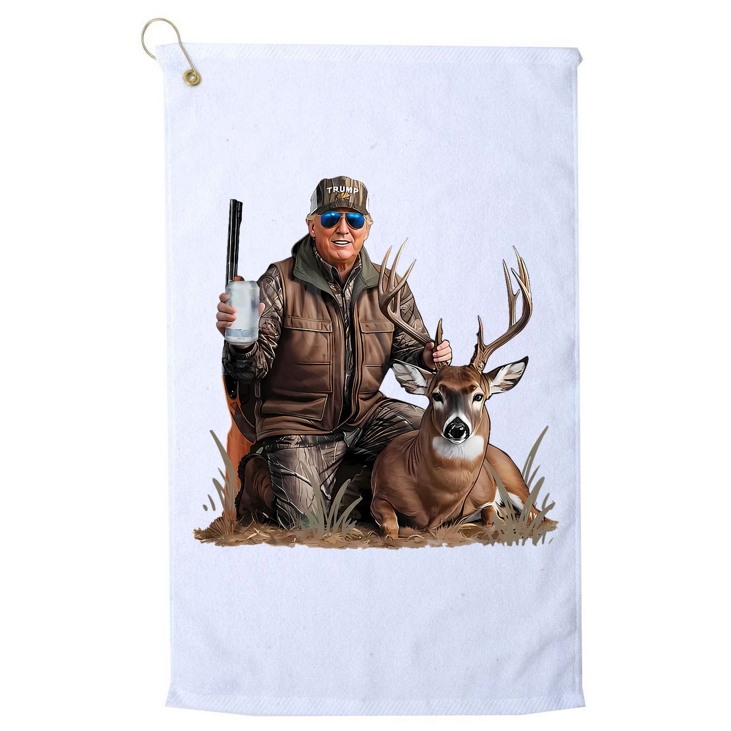 Trump Deer Hunting Donald Trump Old School Camouflage Golf Towel