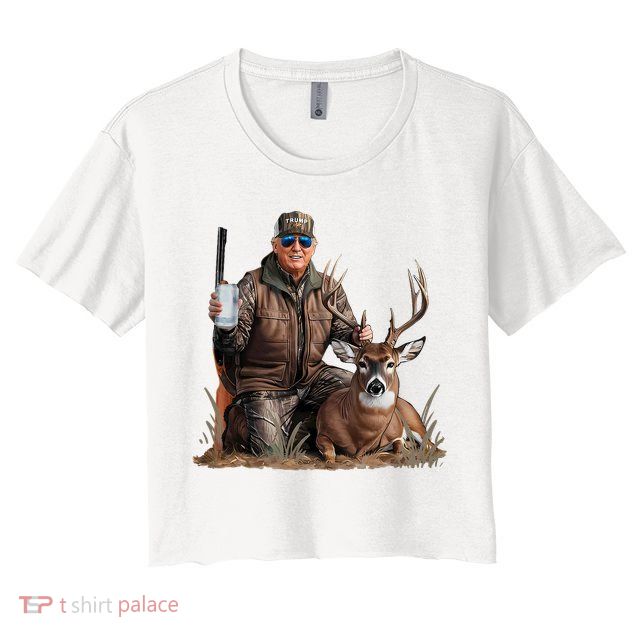 Trump Deer Hunting Donald Trump Old School Camouflage Crop Top
