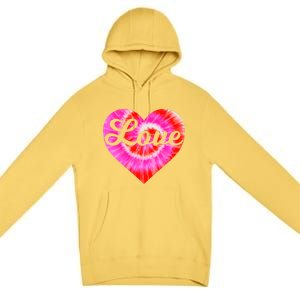 Tie Dye Heart Valentine's Day Love Script Gift Premium Pullover Hoodie