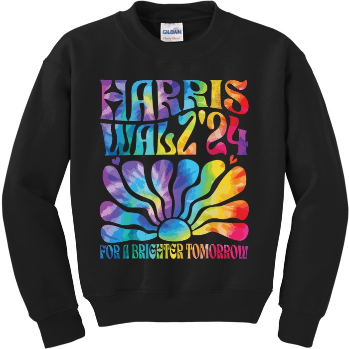 Tie Dye Harris Waltz 2024 Election Kamala Harris Tim Waltz Kids Sweatshirt