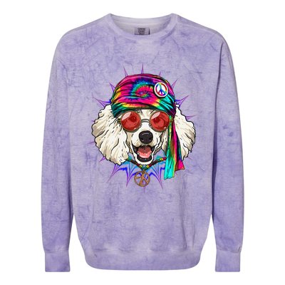 Tie Dye Hippie Poodle Hippiness Peace Love Dog Colorblast Crewneck Sweatshirt