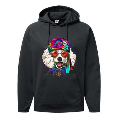 Tie Dye Hippie Poodle Hippiness Peace Love Dog Performance Fleece Hoodie