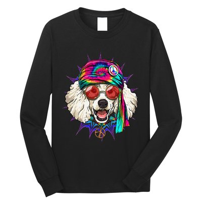 Tie Dye Hippie Poodle Hippiness Peace Love Dog Long Sleeve Shirt