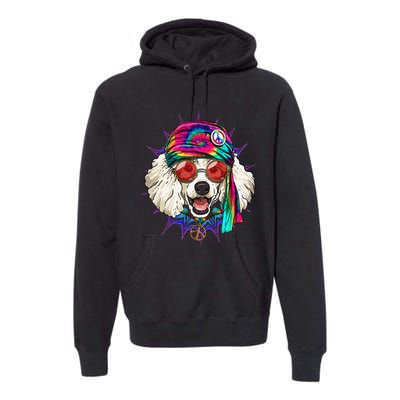 Tie Dye Hippie Poodle Hippiness Peace Love Dog Premium Hoodie