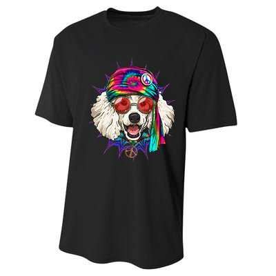 Tie Dye Hippie Poodle Hippiness Peace Love Dog Performance Sprint T-Shirt