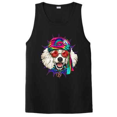 Tie Dye Hippie Poodle Hippiness Peace Love Dog PosiCharge Competitor Tank