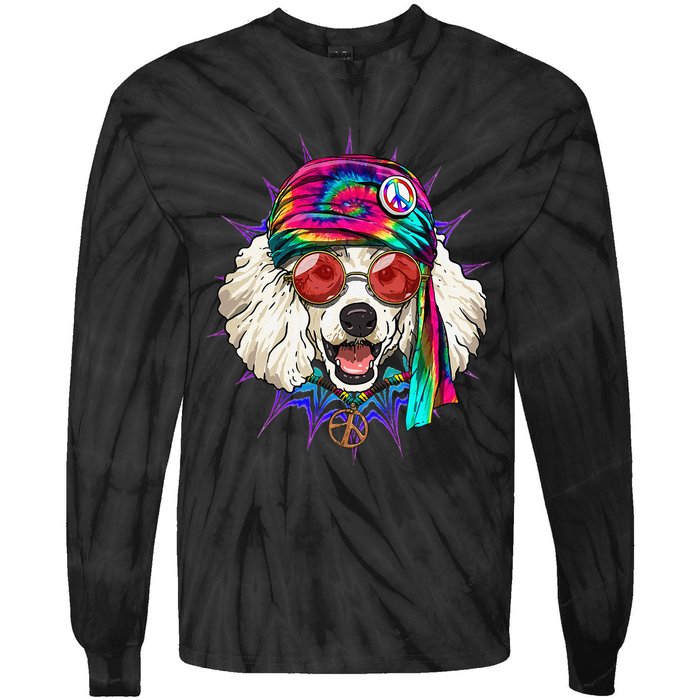 Tie Dye Hippie Poodle Hippiness Peace Love Dog Tie-Dye Long Sleeve Shirt