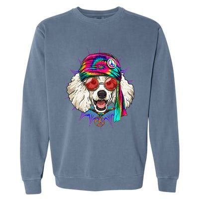 Tie Dye Hippie Poodle Hippiness Peace Love Dog Garment-Dyed Sweatshirt