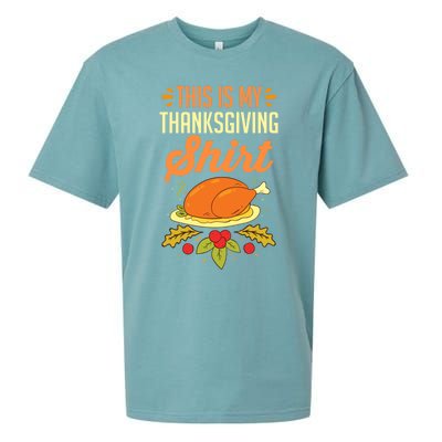 Turkey Day Holiday This Is My Thanksgiving Gift Sueded Cloud Jersey T-Shirt