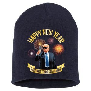 Trump Drinking Happy New Year Make New Years Great Again Short Acrylic Beanie