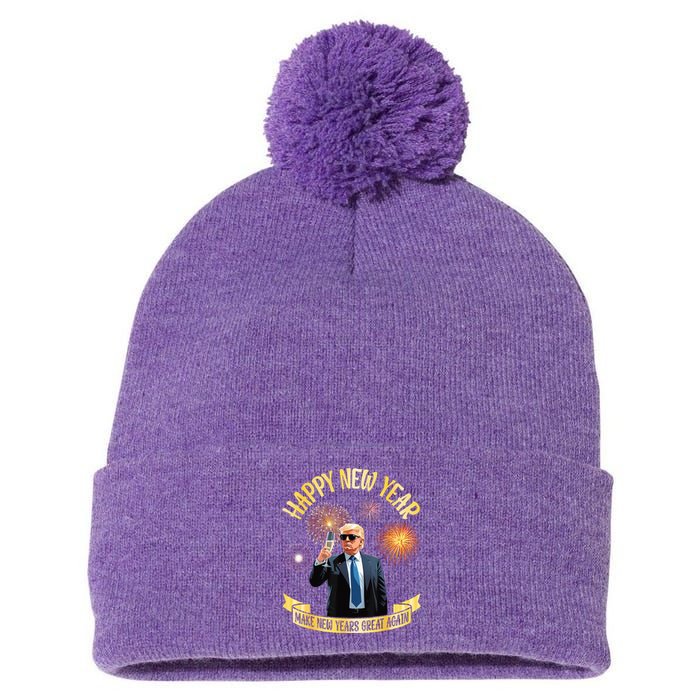 Trump Drinking Happy New Year Make New Years Great Again Pom Pom 12in Knit Beanie