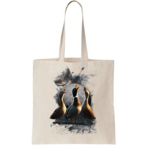 Three Ducks Howling At The Moon Funny Pet Parody Duck Tote Bag