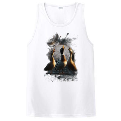 Three Ducks Howling At The Moon Funny Pet Parody Duck PosiCharge Competitor Tank