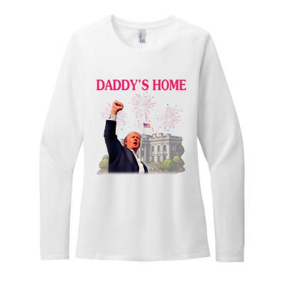 Trump DaddyS Home Bye Joe Biden Drops Out Run For Election Womens CVC Long Sleeve Shirt