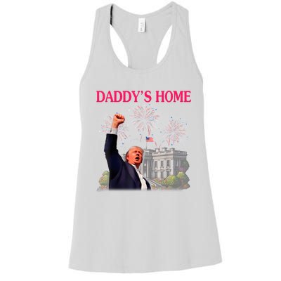 Trump DaddyS Home Bye Joe Biden Drops Out Run For Election Women's Racerback Tank