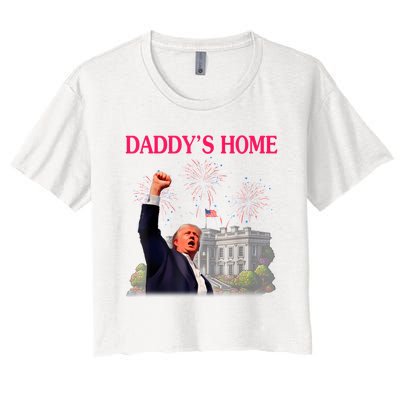 Trump DaddyS Home Bye Joe Biden Drops Out Run For Election Women's Crop Top Tee