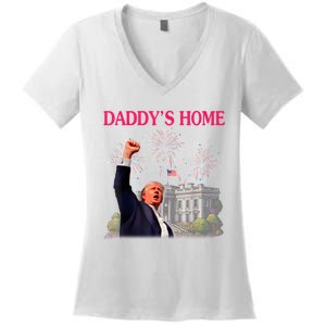 Trump DaddyS Home Bye Joe Biden Drops Out Run For Election Women's V-Neck T-Shirt