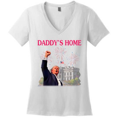 Trump DaddyS Home Bye Joe Biden Drops Out Run For Election Women's V-Neck T-Shirt