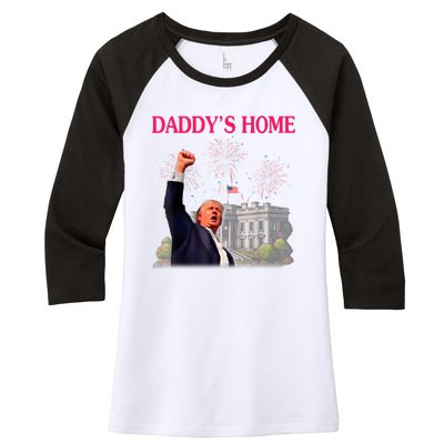 Trump DaddyS Home Bye Joe Biden Drops Out Run For Election Women's Tri-Blend 3/4-Sleeve Raglan Shirt