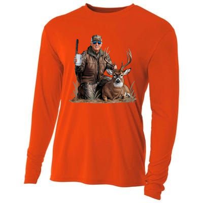 Trump Deer Hunting Donald Trump Old School Camouflage Cooling Performance Long Sleeve Crew