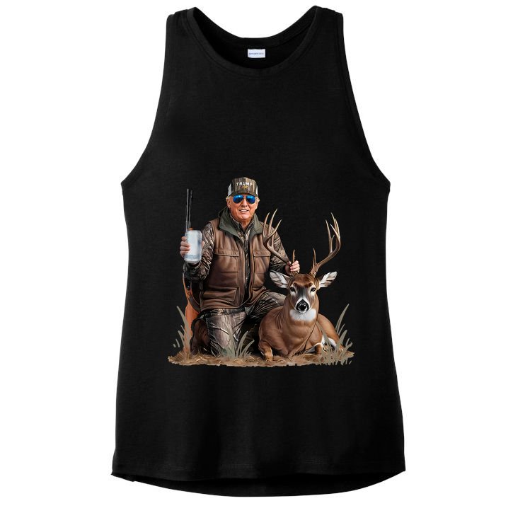 Trump Deer Hunting Donald Trump Old School Camouflage Ladies PosiCharge Tri-Blend Wicking Tank