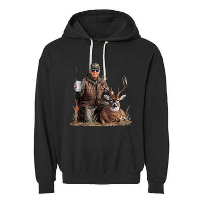 Trump Deer Hunting Donald Trump Old School Camouflage Garment-Dyed Fleece Hoodie