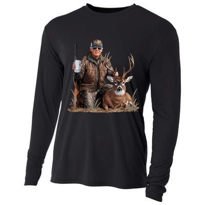 Trump Deer Hunting Donald Trump Old School Camouflage Cooling Performance Long Sleeve Crew