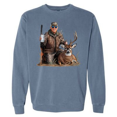 Trump Deer Hunting Donald Trump Old School Camouflage Garment-Dyed Sweatshirt