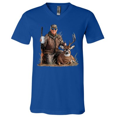 Trump Deer Hunting Donald Trump Old School Camouflage V-Neck T-Shirt