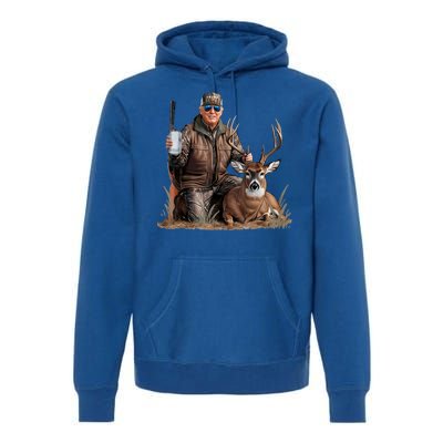 Trump Deer Hunting Donald Trump Old School Camouflage Premium Hoodie