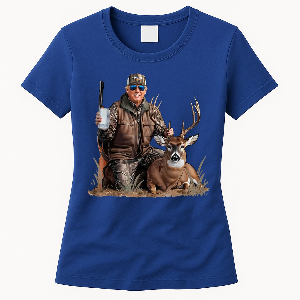 Trump Deer Hunting Donald Trump Old School Camouflage Womens T-Shirt