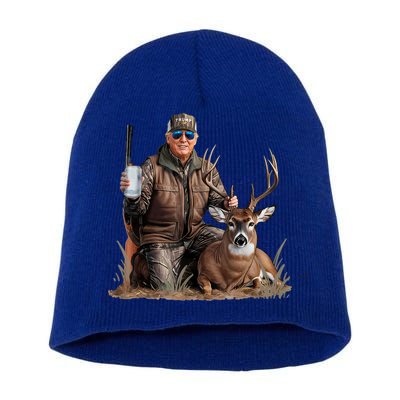 Trump Deer Hunting Donald Trump Old School Camouflage Short Acrylic Beanie
