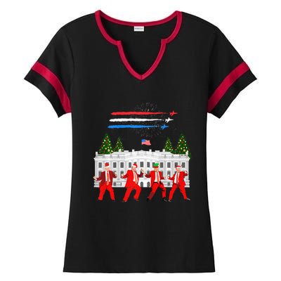 Trump Daddys Home White House Dance Make Xmas Great Again Ladies Halftime Notch Neck Tee