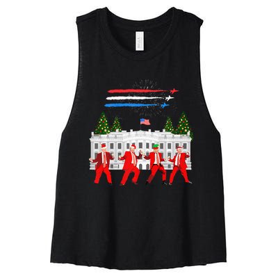 Trump Daddys Home White House Dance Make Xmas Great Again Women's Racerback Cropped Tank