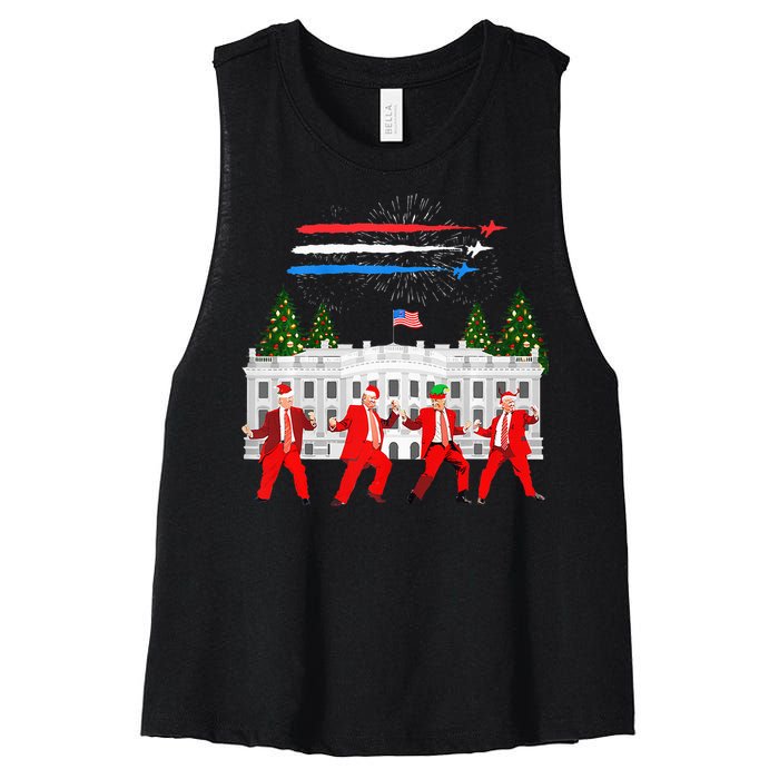 Trump Daddys Home White House Dance Make Xmas Great Again Women's Racerback Cropped Tank