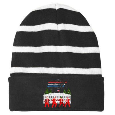 Trump Daddys Home White House Dance Make Xmas Great Again Striped Beanie with Solid Band