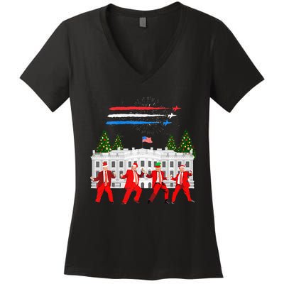 Trump Daddys Home White House Dance Make Xmas Great Again Women's V-Neck T-Shirt