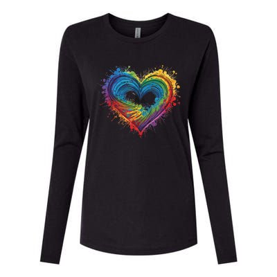 Tie Dye Heart Valentines Day Womens Cotton Relaxed Long Sleeve T-Shirt