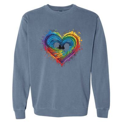 Tie Dye Heart Valentines Day Garment-Dyed Sweatshirt