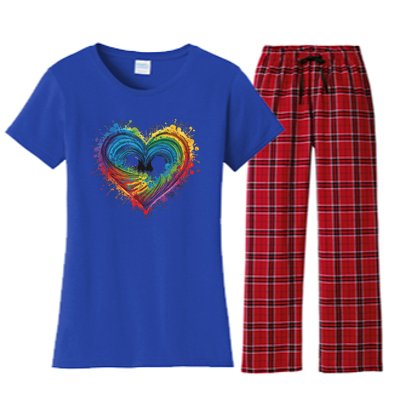 Tie Dye Heart Valentines Day Women's Flannel Pajama Set