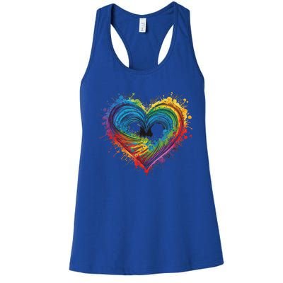 Tie Dye Heart Valentines Day Women's Racerback Tank