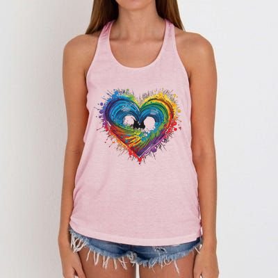 Tie Dye Heart Valentines Day Women's Knotted Racerback Tank