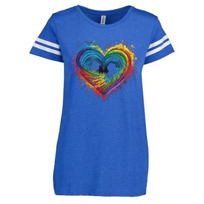 Tie Dye Heart Valentines Day Enza Ladies Jersey Football T-Shirt