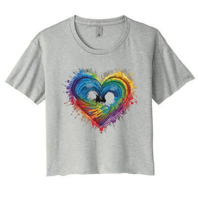 Tie Dye Heart Valentines Day Women's Crop Top Tee